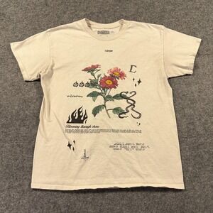 Civil Regime Shirt Mens Large Beige Blooming Through Chaos Graphic Floral Snake